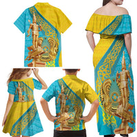Issyk Mystery Kazakhstan Golden Man Family Matching Off Shoulder Maxi Dress and Hawaiian Shirt LT9 - Wonder Print Shop