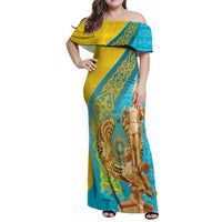 Issyk Mystery Kazakhstan Golden Man Family Matching Off Shoulder Maxi Dress and Hawaiian Shirt LT9 - Wonder Print Shop