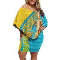Issyk Mystery Kazakhstan Golden Man Family Matching Off Shoulder Short Dress and Hawaiian Shirt LT9 - Wonder Print Shop