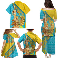Issyk Mystery Kazakhstan Golden Man Family Matching Puletasi and Hawaiian Shirt - Wonder Print Shop