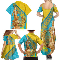 Issyk Mystery Kazakhstan Golden Man Family Matching Summer Maxi Dress and Hawaiian Shirt - Wonder Print Shop