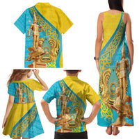 Issyk Mystery Kazakhstan Golden Man Family Matching Tank Maxi Dress and Hawaiian Shirt - Wonder Print Shop