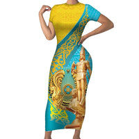 Issyk Mystery Kazakhstan Golden Man Short Sleeve Bodycon Dress - Wonder Print Shop
