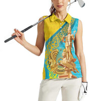 Issyk Mystery Kazakhstan Golden Man Women Sleeveless Polo Shirt - Wonder Print Shop