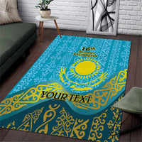 Kazakhstan Independence Day Personalized Area Rug 16 December with Kazakh Pattern LT9 - Wonder Print Shop