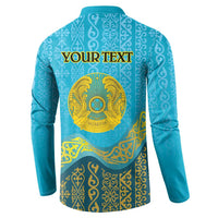 Kazakhstan Independence Day Personalized Button Sweatshirt 16 December with Kazakh Pattern LT9 - Wonder Print Shop