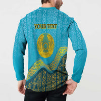 Kazakhstan Independence Day Personalized Button Sweatshirt 16 December with Kazakh Pattern LT9 - Wonder Print Shop