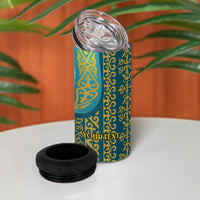 Kazakhstan Independence Day Personalized 4 in 1 Can Cooler Tumbler 16 December with Kazakh Pattern LT9 - Wonder Print Shop