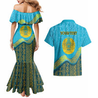 Kazakhstan Independence Day Personalized Couples Matching Mermaid Dress and Hawaiian Shirt 16 December with Kazakh Pattern LT9 - Wonder Print Shop