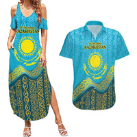 Kazakhstan Independence Day Personalized Couples Matching Summer Maxi Dress and Hawaiian Shirt 16 December with Kazakh Pattern LT9 - Wonder Print Shop