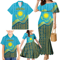 Kazakhstan Independence Day Personalized Family Matching Mermaid Dress and Hawaiian Shirt 16 December with Kazakh Pattern LT9 - Wonder Print Shop
