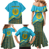 Kazakhstan Independence Day Personalized Family Matching Mermaid Dress and Hawaiian Shirt 16 December with Kazakh Pattern LT9 - Wonder Print Shop