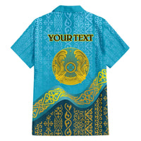 Kazakhstan Independence Day Personalized Family Matching Off The Shoulder Long Sleeve Dress and Hawaiian Shirt 16 December with Kazakh Pattern - Wonder Print Shop