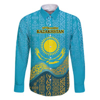 Kazakhstan Independence Day Personalized Family Matching Off The Shoulder Long Sleeve Dress and Hawaiian Shirt 16 December with Kazakh Pattern - Wonder Print Shop