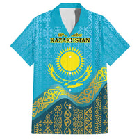 Kazakhstan Independence Day Personalized Family Matching Off Shoulder Maxi Dress and Hawaiian Shirt 16 December with Kazakh Pattern LT9 - Wonder Print Shop