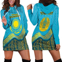 Kazakhstan Independence Day Personalized Hoodie Dress 16 December with Kazakh Pattern - Wonder Print Shop