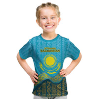 Kazakhstan Independence Day Personalized Kid T Shirt 16 December with Kazakh Pattern - Wonder Print Shop