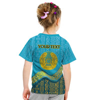 Kazakhstan Independence Day Personalized Kid T Shirt 16 December with Kazakh Pattern - Wonder Print Shop