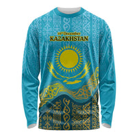 Kazakhstan Independence Day Personalized Long Sleeve Shirt 16 December with Kazakh Pattern - Wonder Print Shop