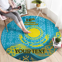 Kazakhstan Independence Day Personalized Round Carpet 16 December with Kazakh Pattern
