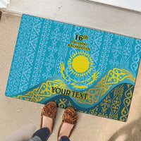 Kazakhstan Independence Day Personalized Rubber Doormat 16 December with Kazakh Pattern - Wonder Print Shop