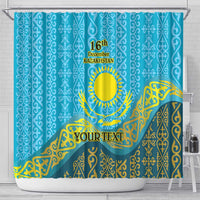 Kazakhstan Independence Day Personalized Shower Curtain 16 December with Kazakh Pattern