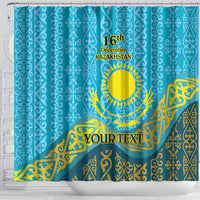Kazakhstan Independence Day Personalized Shower Curtain 16 December with Kazakh Pattern