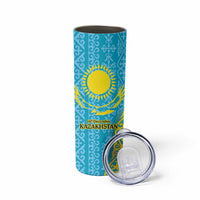 Kazakhstan Independence Day Personalized Skinny Tumbler 16 December with Kazakh Pattern - Wonder Print Shop
