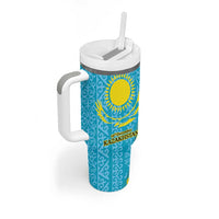 Kazakhstan Independence Day Personalized Tumbler With Handle 16 December with Kazakh Pattern - Wonder Print Shop
