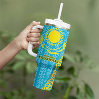Kazakhstan Independence Day Personalized Tumbler With Handle 16 December with Kazakh Pattern - Wonder Print Shop