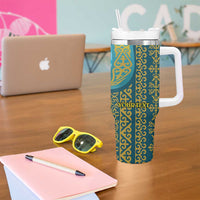 Kazakhstan Independence Day Personalized Tumbler With Handle 16 December with Kazakh Pattern - Wonder Print Shop