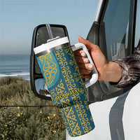 Kazakhstan Independence Day Personalized Tumbler With Handle 16 December with Kazakh Pattern - Wonder Print Shop