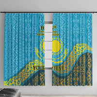 Kazakhstan Independence Day Personalized Window Curtain 16 December with Kazakh Pattern - Wonder Print Shop
