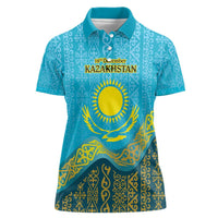 Kazakhstan Independence Day Personalized Women Polo Shirt 16 December with Kazakh Pattern - Wonder Print Shop