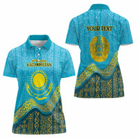 Kazakhstan Independence Day Personalized Women Polo Shirt 16 December with Kazakh Pattern - Wonder Print Shop