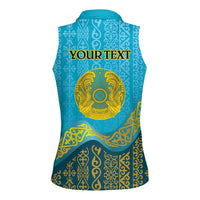 Kazakhstan Independence Day Personalized Women Sleeveless Polo Shirt 16 December with Kazakh Pattern - Wonder Print Shop