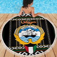 Kuwait Hawk of Quraish With Al Sadu Pattern Personalized Beach Blanket LT9 - Wonder Print Shop