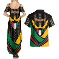 Kuwait Hawk of Quraish With Al Sadu Pattern Personalized Couples Matching Summer Maxi Dress and Hawaiian Shirt LT9 - Wonder Print Shop