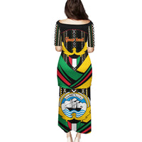 Kuwait Hawk of Quraish With Al Sadu Pattern Personalized Family Matching Puletasi and Hawaiian Shirt - Wonder Print Shop