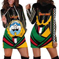 Kuwait Hawk of Quraish With Al Sadu Pattern Personalized Hoodie Dress - Wonder Print Shop