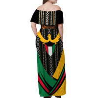 Kuwait Hawk of Quraish With Al Sadu Pattern Personalized Off Shoulder Maxi Dress - Wonder Print Shop