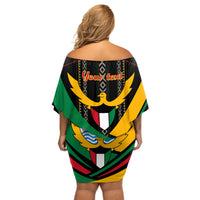 Kuwait Hawk of Quraish With Al Sadu Pattern Personalized Off Shoulder Short Dress - Wonder Print Shop