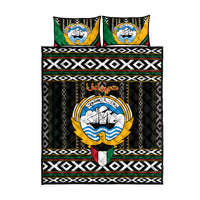 Kuwait Hawk of Quraish With Al Sadu Pattern Personalized Quilt Bed Set - Wonder Print Shop