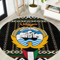 Kuwait Hawk of Quraish With Al Sadu Pattern Personalized Round Carpet