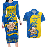 Ukraine Ukraine Folk Patterns Unity Day Personalized Couples Matching Long Sleeve Bodycon Dress and Hawaiian Shirt LT9 - Wonder Print Shop