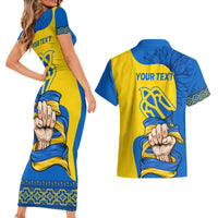 Ukraine Ukraine Folk Patterns Unity Day Personalized Couples Matching Short Sleeve Bodycon Dress and Hawaiian Shirt LT9 - Wonder Print Shop