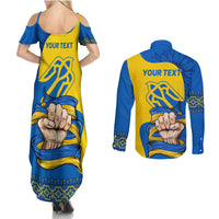 Ukraine Ukraine Folk Patterns Unity Day Personalized Couples Matching Summer Maxi Dress and Long Sleeve Button Shirt LT9 - Wonder Print Shop