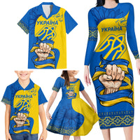Ukraine Ukraine Folk Patterns Unity Day Personalized Family Matching Long Sleeve Bodycon Dress and Hawaiian Shirt LT9 - Wonder Print Shop