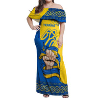 Ukraine Ukraine Folk Patterns Unity Day Personalized Off Shoulder Maxi Dress - Wonder Print Shop
