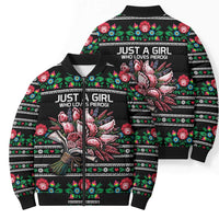 Pink Pierogi Flowers Over Dumplings Bomber Puffer Jacket